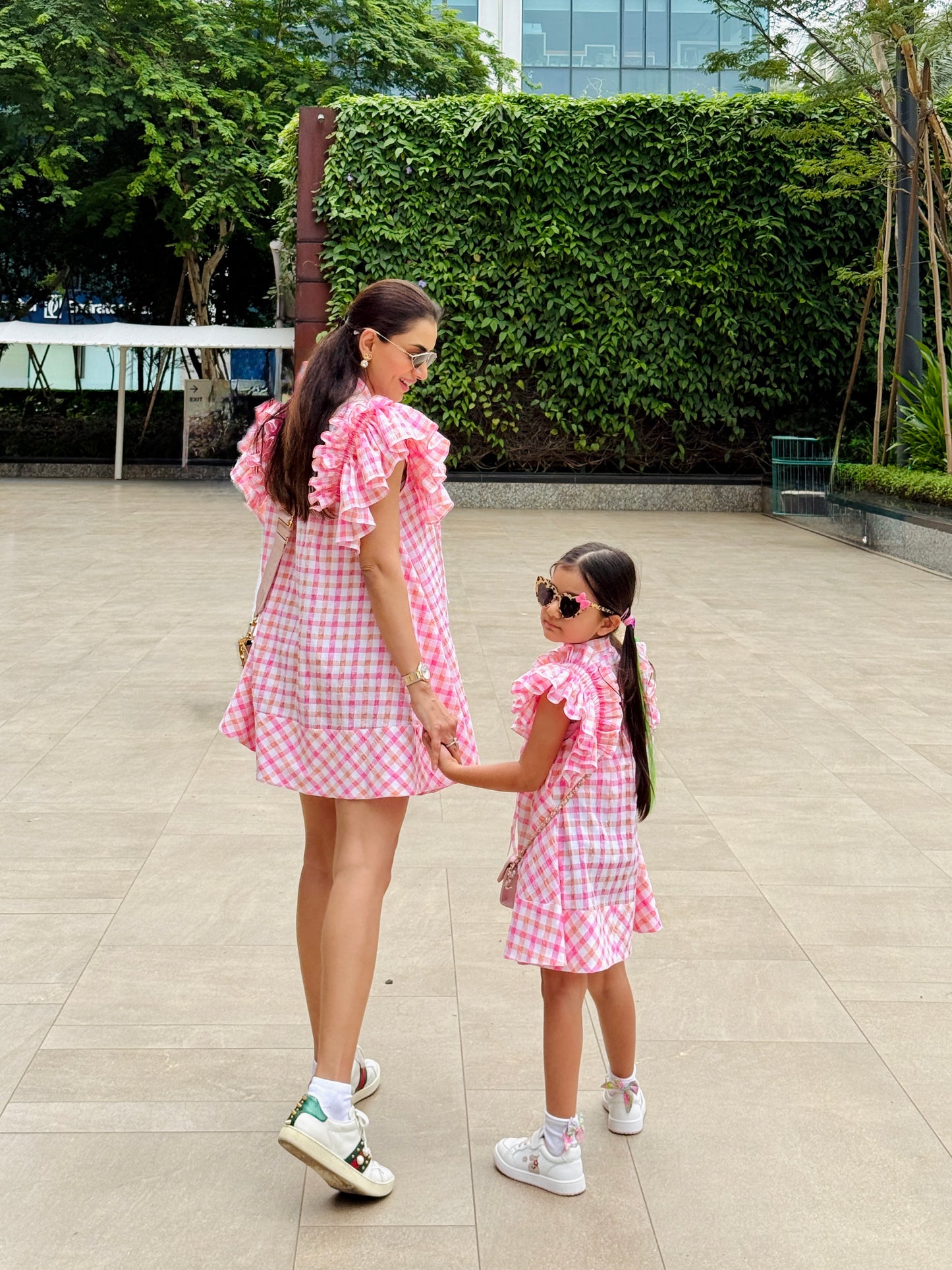 Pink And White Stripe Ruffle Sleeve Flowy Dress