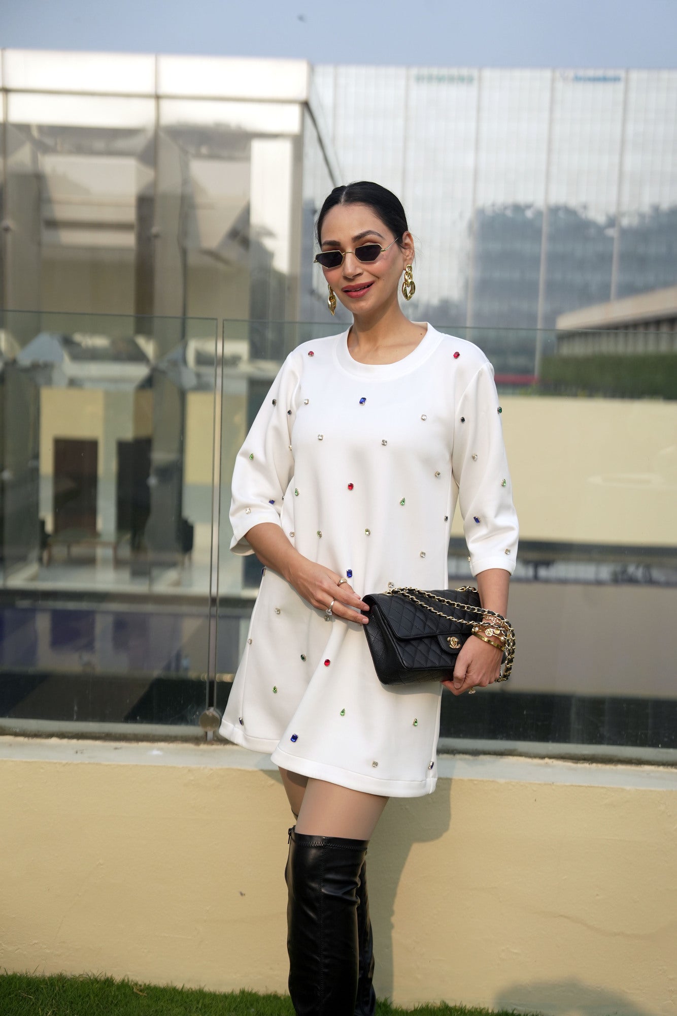Muticoloured Stone Studded Dress