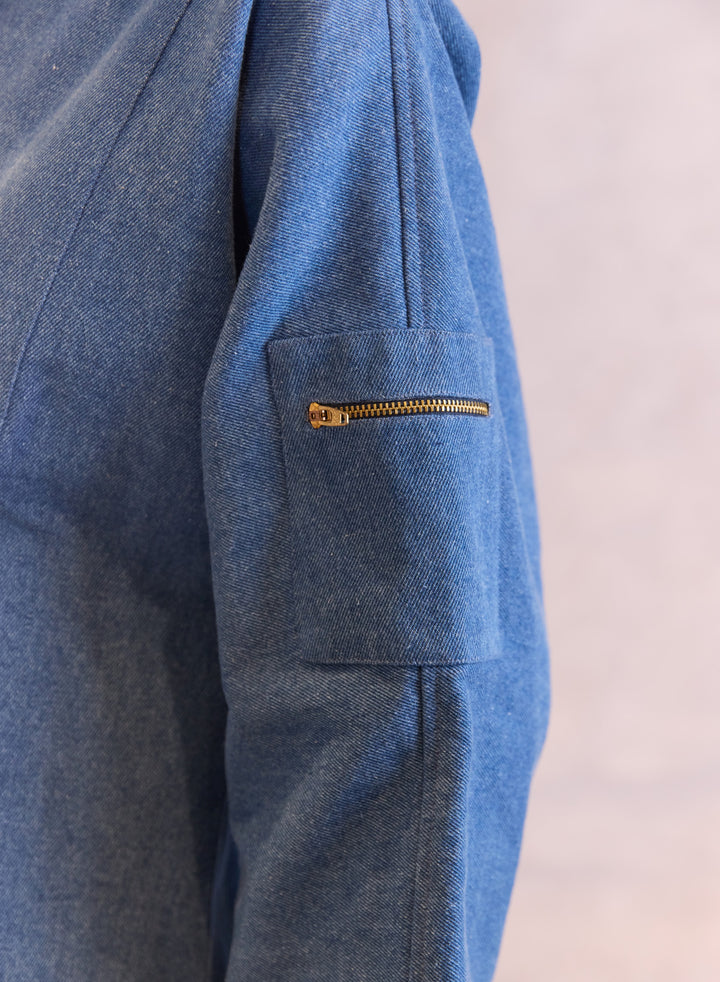 Bow Embellished Kaftan Denim Dress