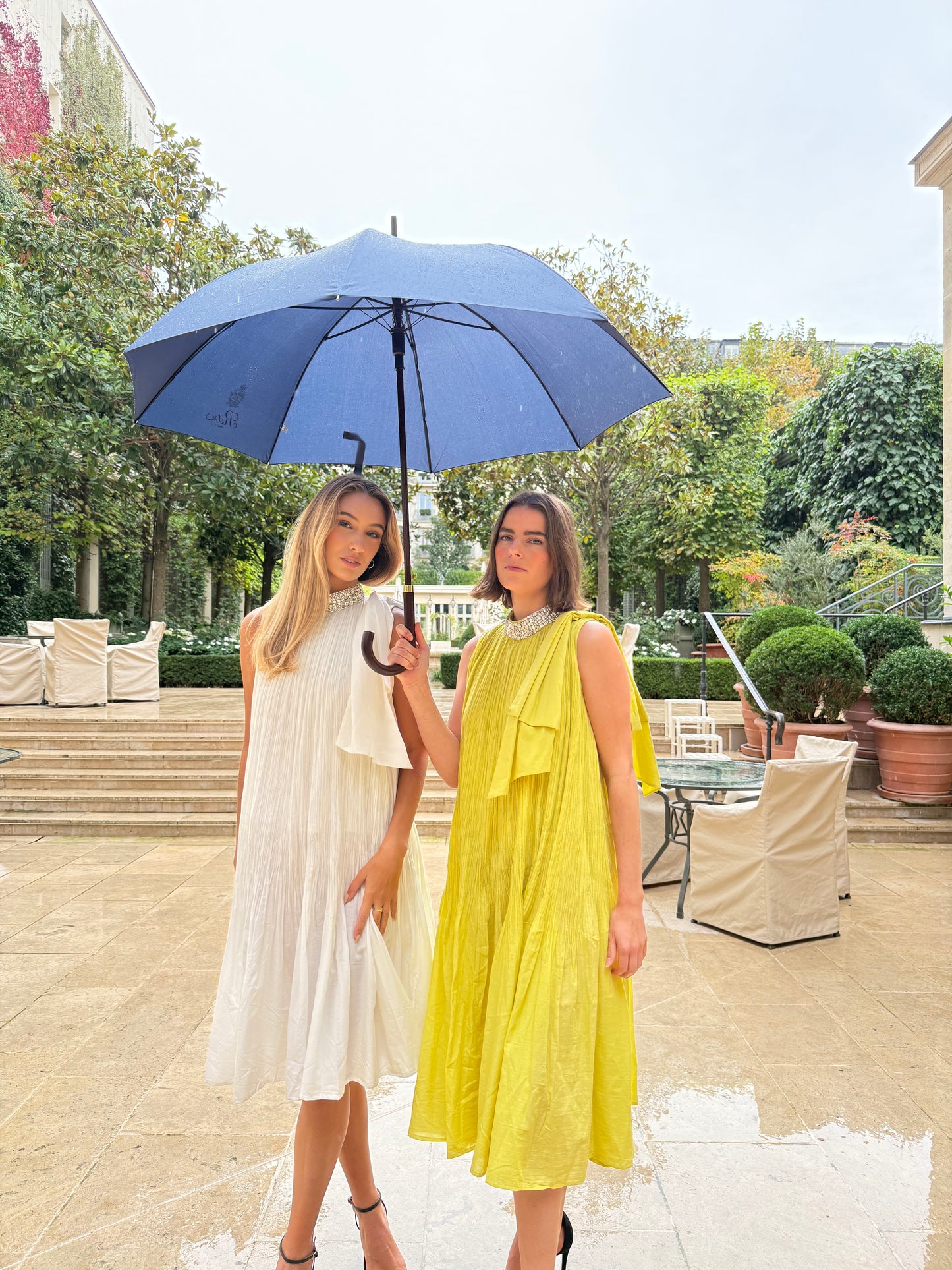 Crushed Mid Length Dress With Swarosvki Neckline