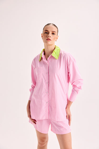 Sequins Collared Shirt Co-Ord Set