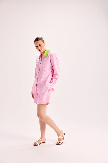 Sequins Collared Shirt Co-Ord Set