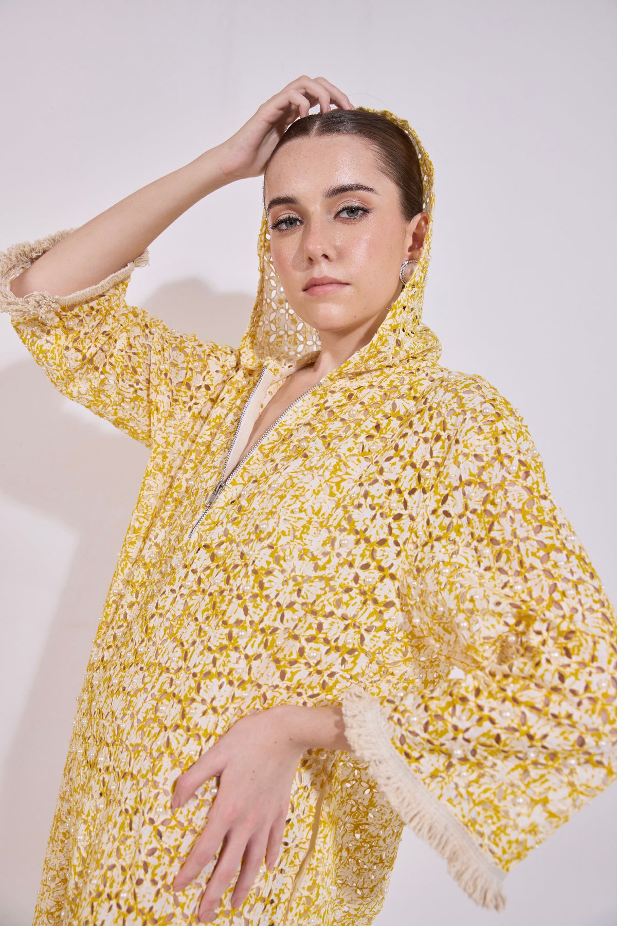 Hooded Cutwork Coverup Dress
