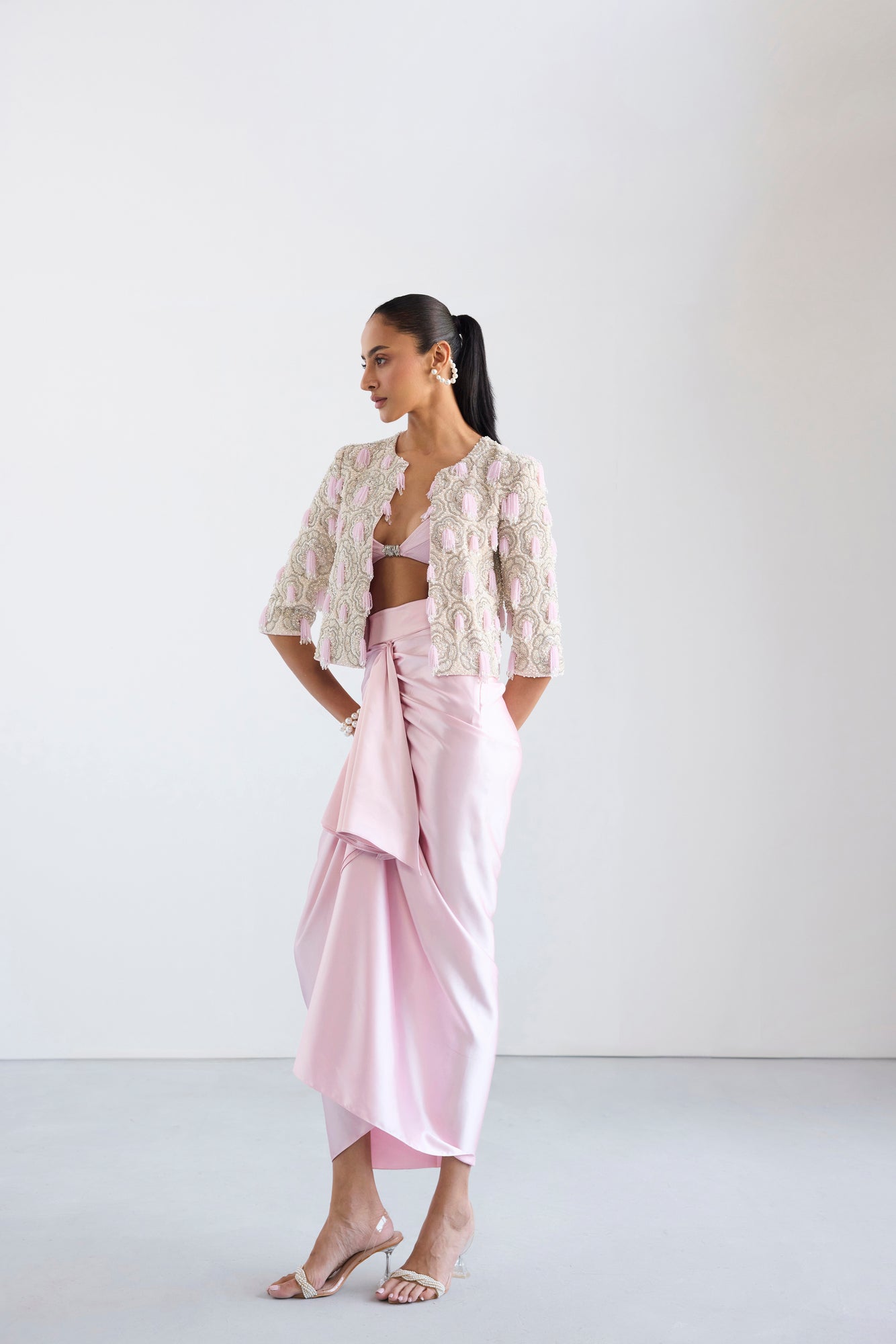 Blush Embroidered Drape Set