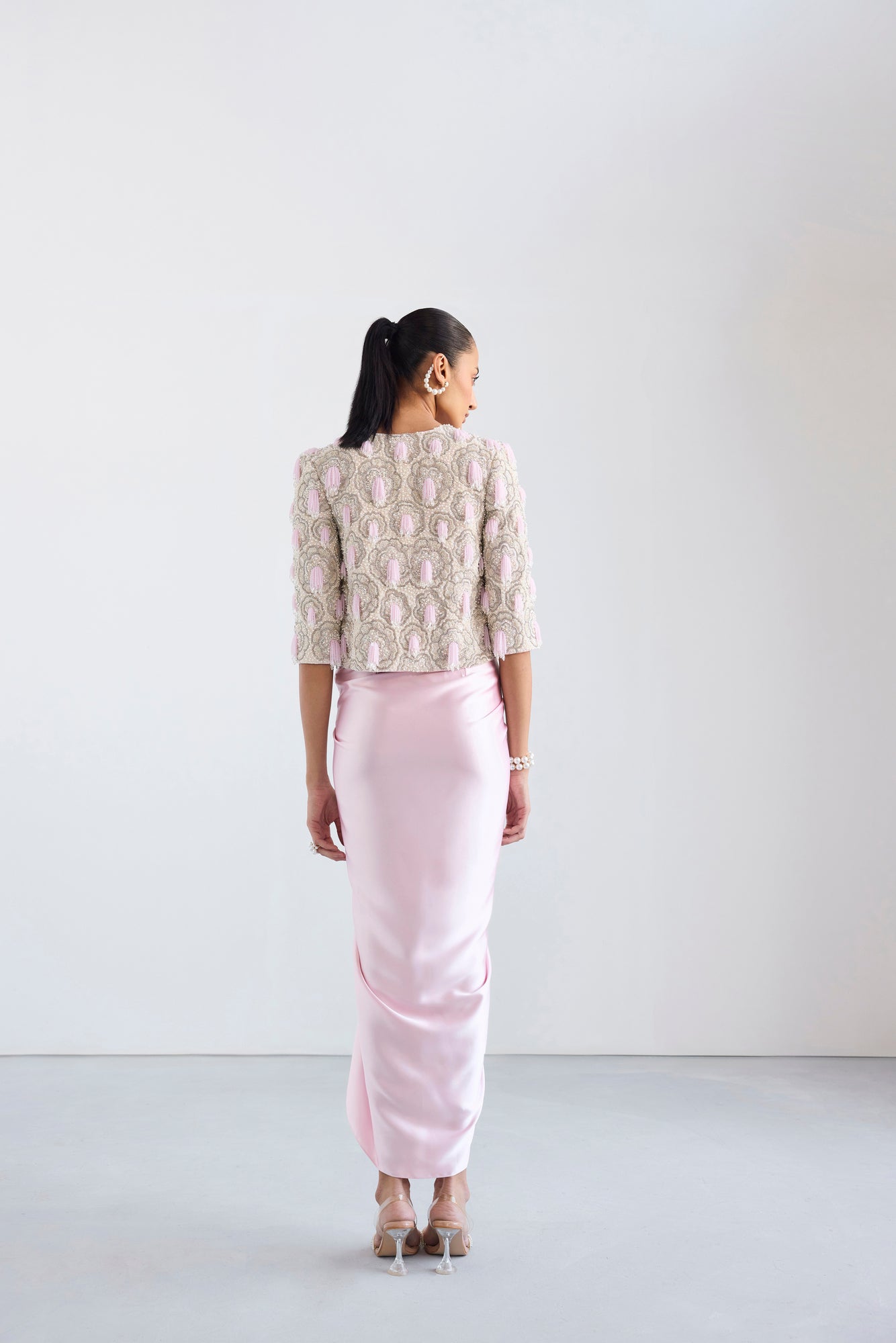 Blush Embroidered Drape Set
