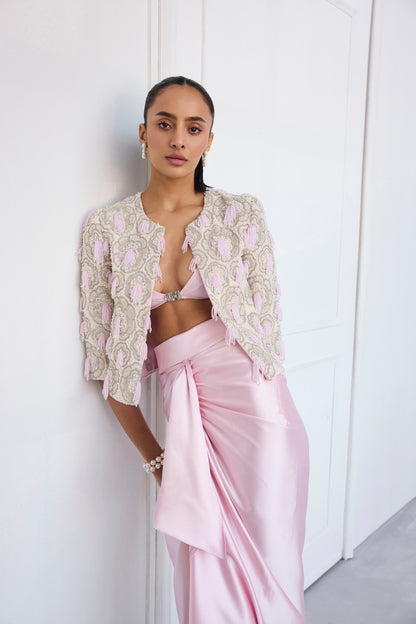Blush Embroidered Drape Set