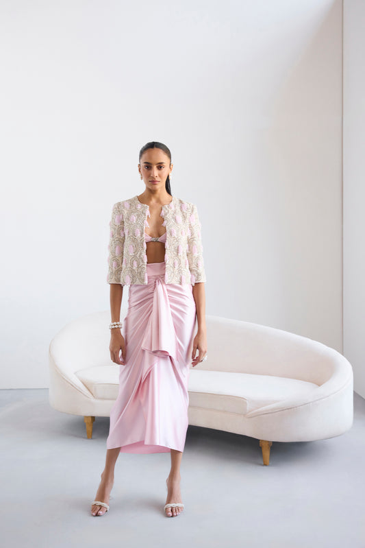 Blush Embroidered Drape Set