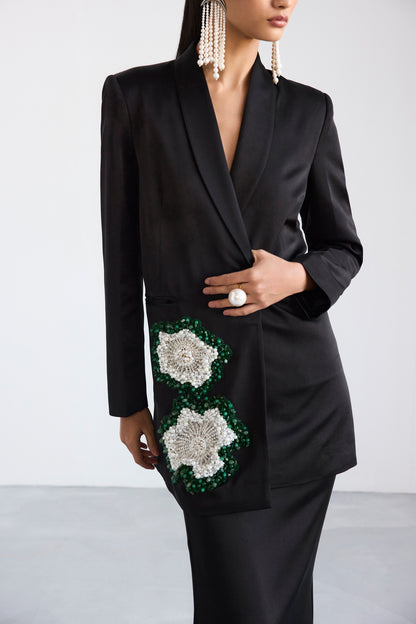 Embroidered Gemstone Tailored Blazer Set