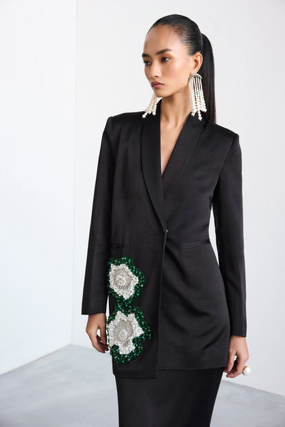 Embroidered Gemstone Tailored Blazer Set