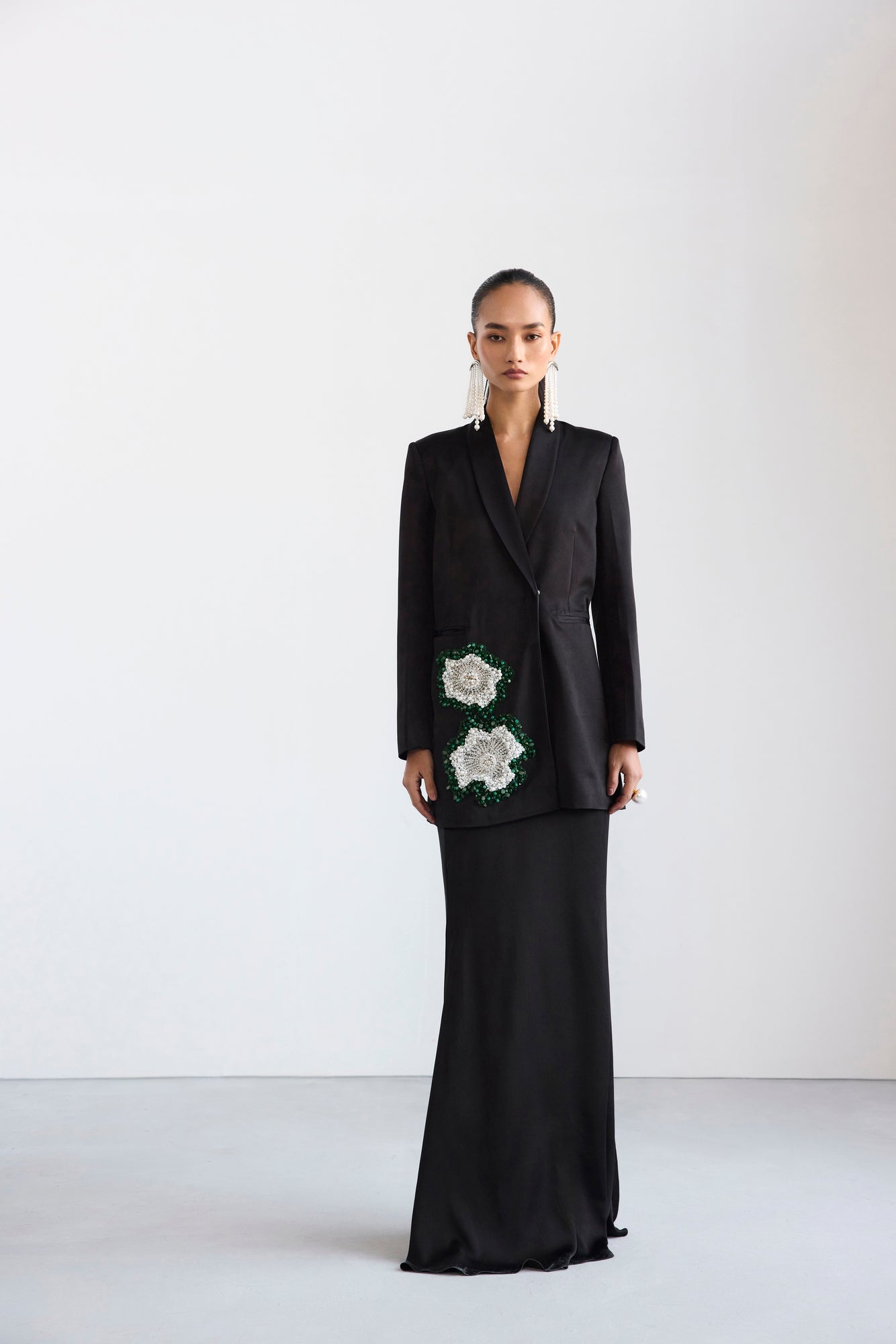Embroidered Gemstone Tailored Blazer Set