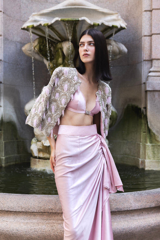 Blush Embroidered Drape Set