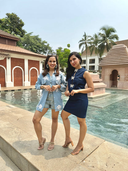 APPLIQUE FLOWER DENIM JACKET