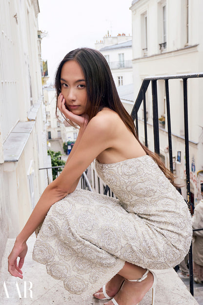 Sttrapless Fitted Rose Dress
