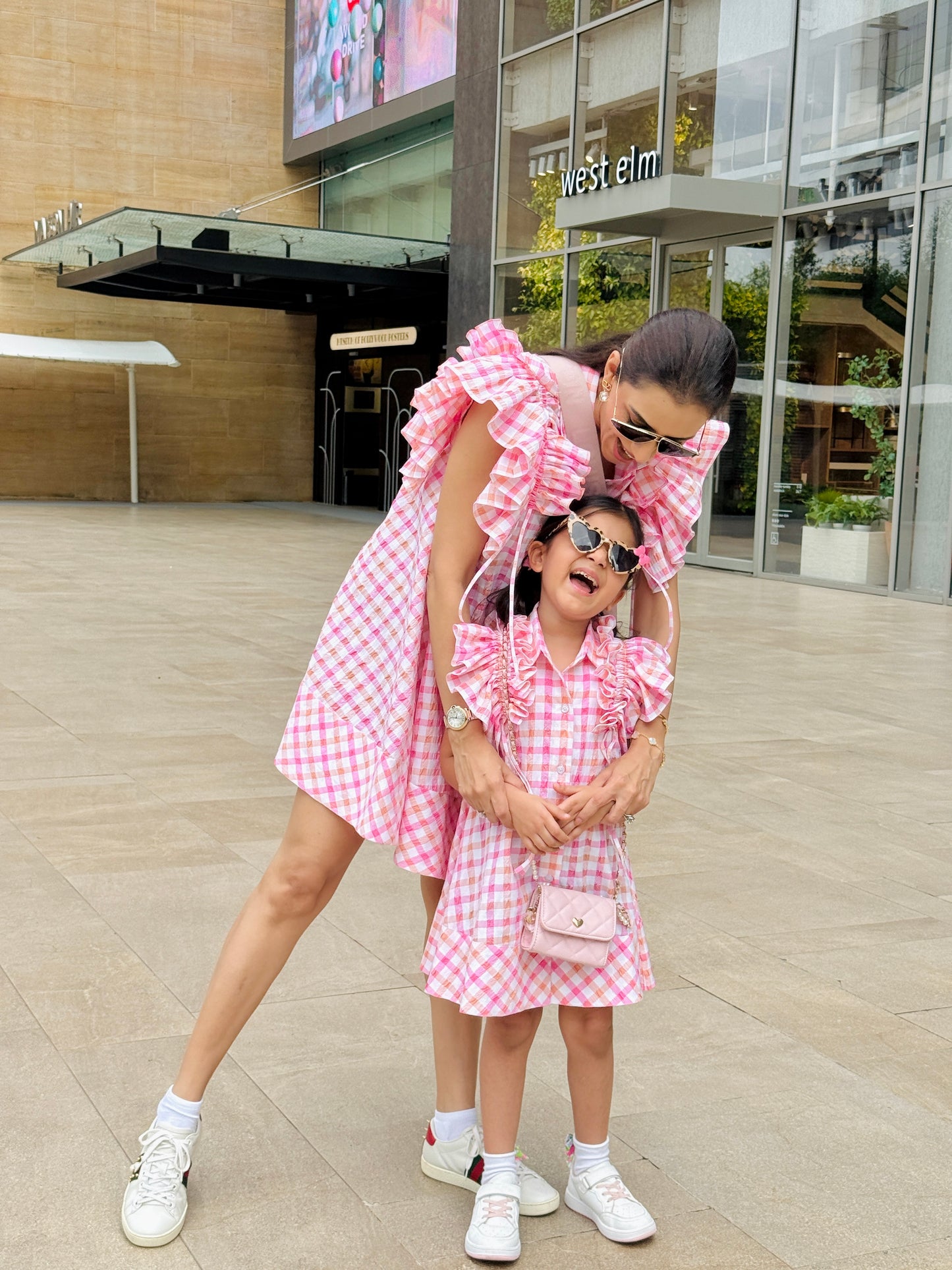 Pink And White Stripe Ruffle Sleeve Flowy Dress