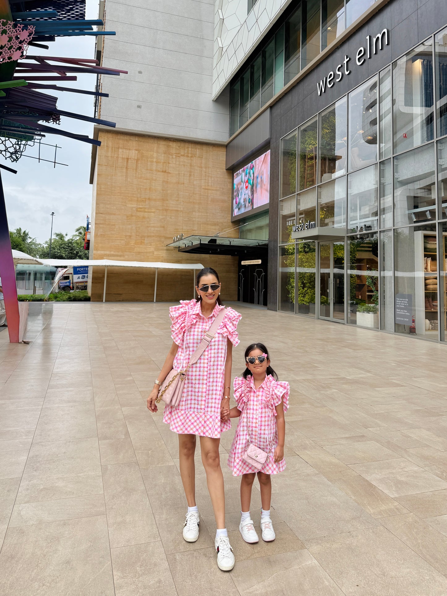 Pink And White Stripe Ruffle Sleeve Flowy Dress
