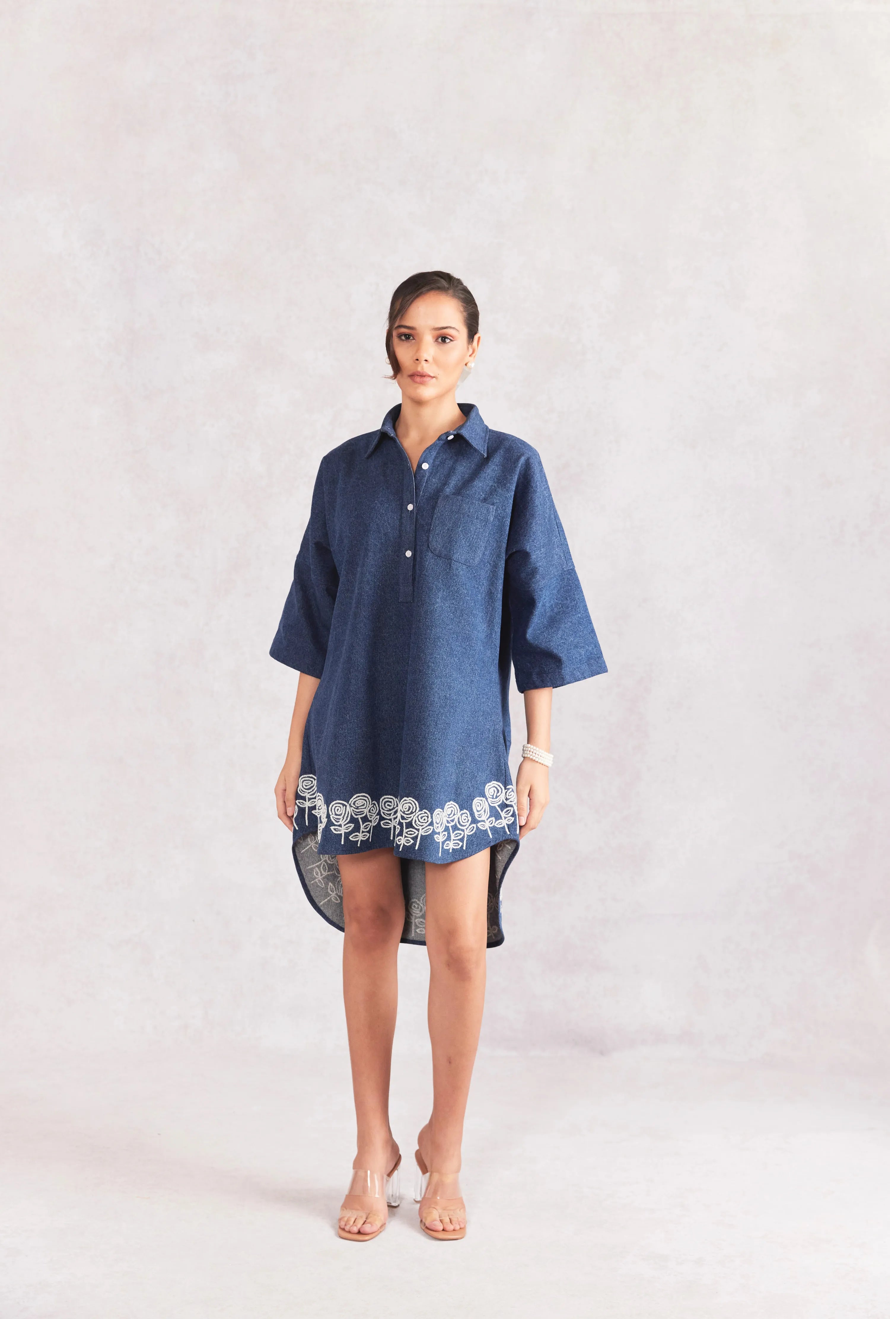 Rose High Low Baggy Denim Dress
