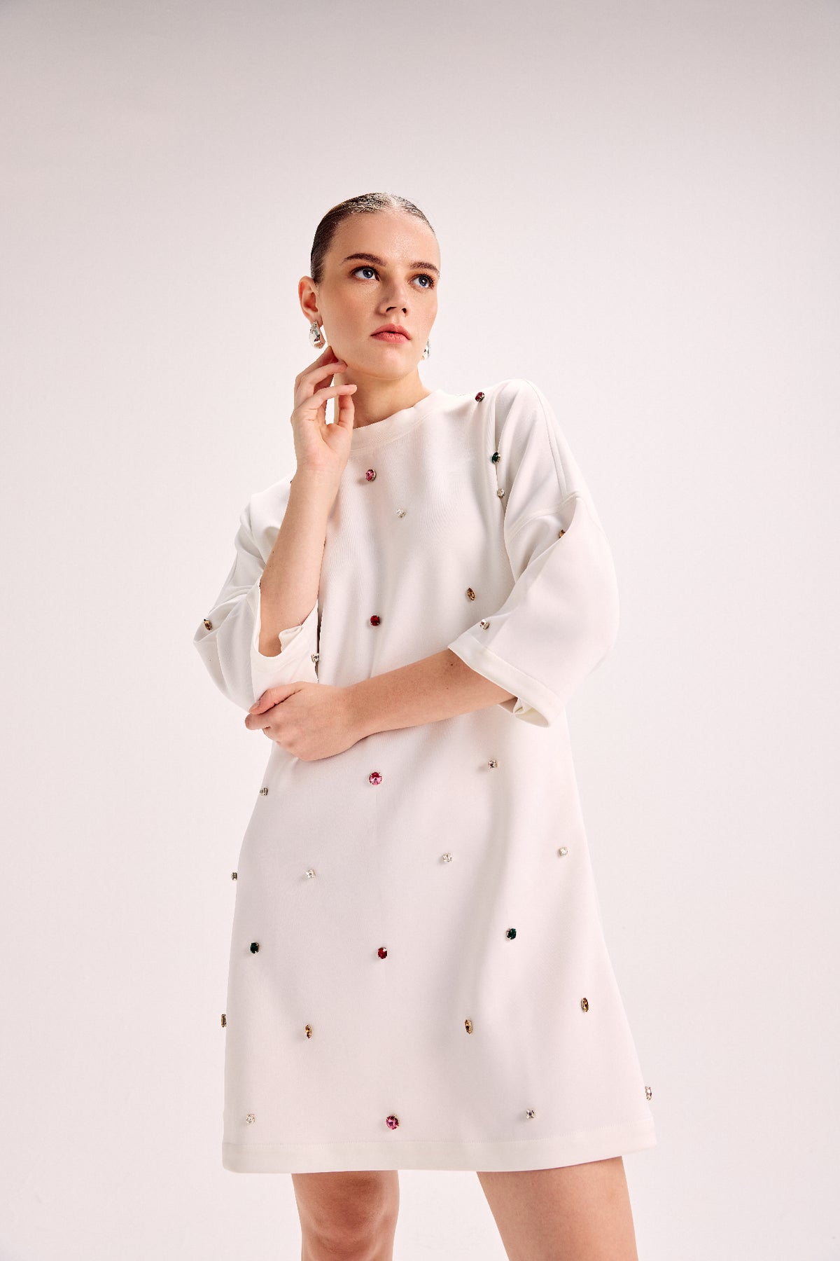 Multicoloured Stone Studded Dress