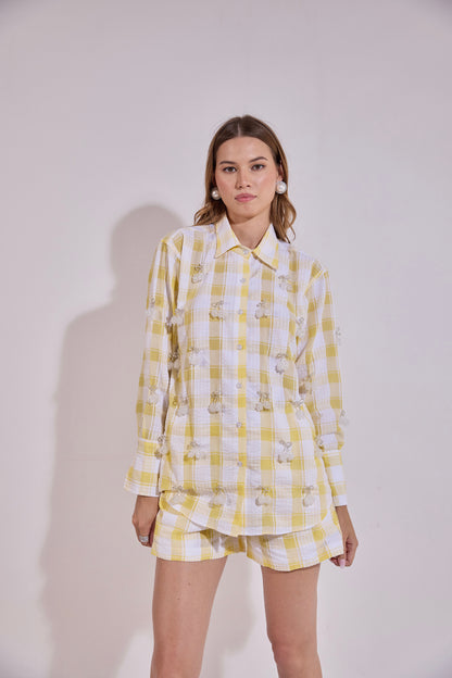 Checkered Cherry Embellished Co-Ord Set