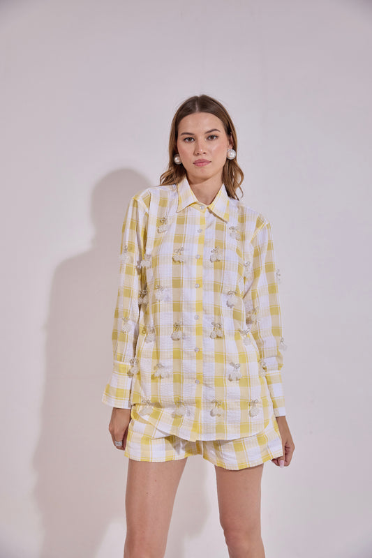 Checkered Cherry Embellished Co-Ord Set