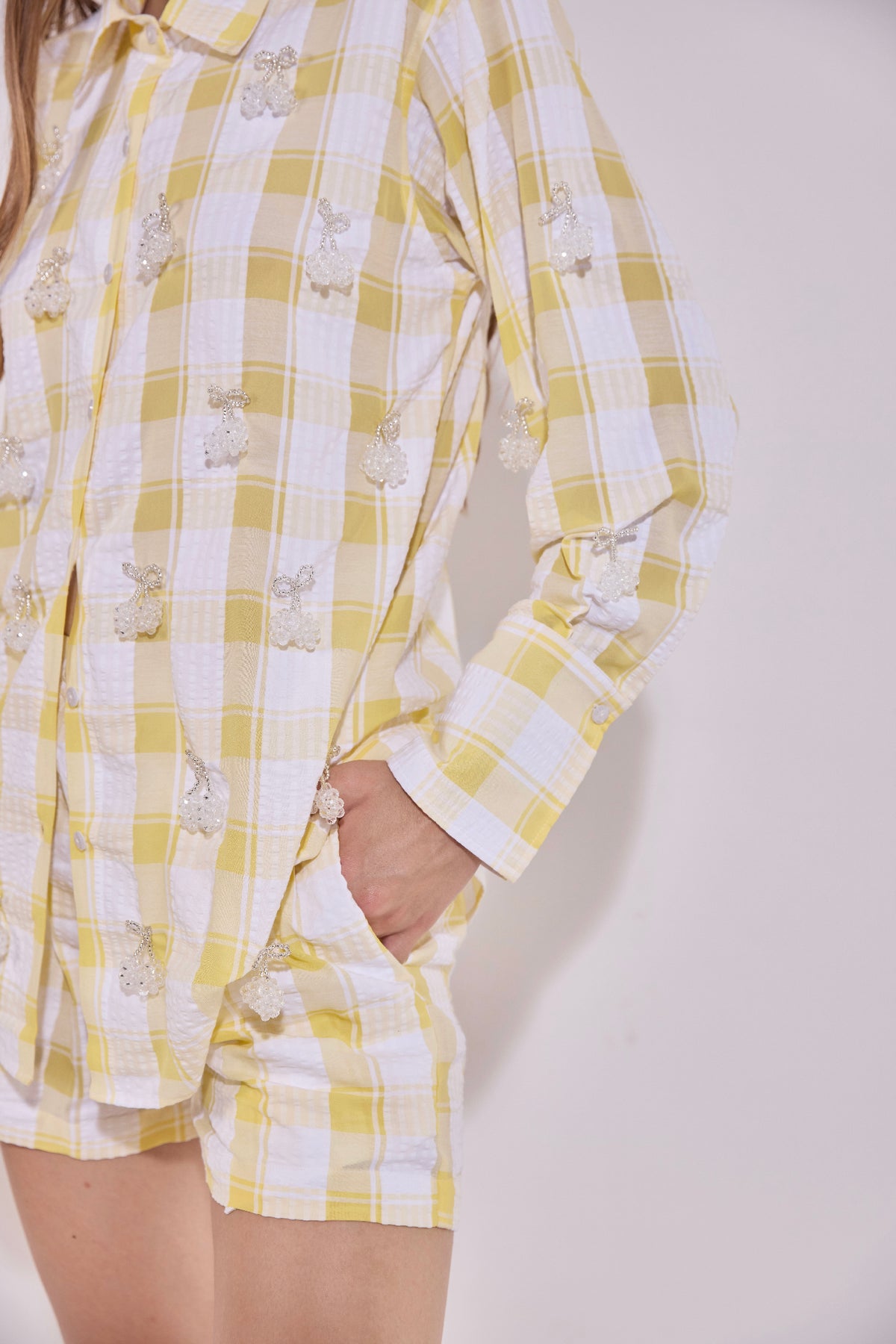 Checkered Cherry Embellished Co-Ord Set