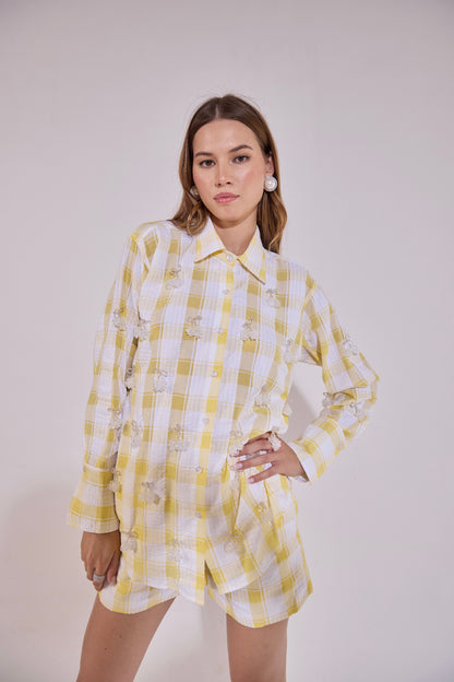 Checkered Cherry Embellished Co-Ord Set