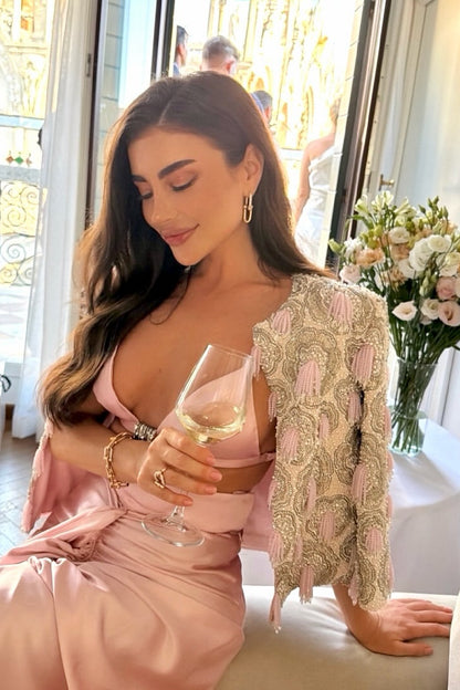 Blush Embroidered Drape Set
