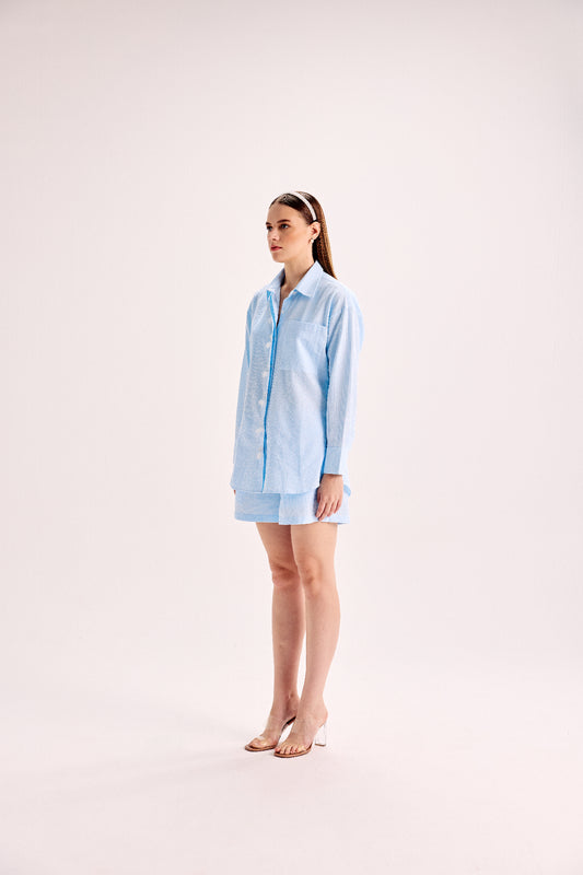Cherry Embellished Placket Shirt And Shorts Co-Ord Set