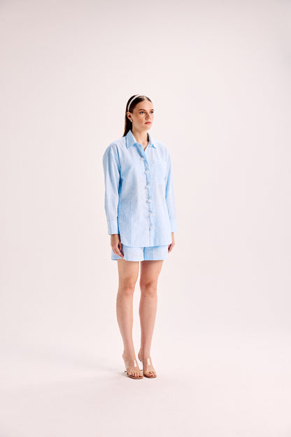 Cherry Embellished Placket Shirt And Shorts Co-Ord Set
