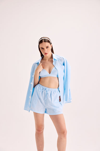 Cherry Embellished Placket Shirt And Shorts Co-Ord Set