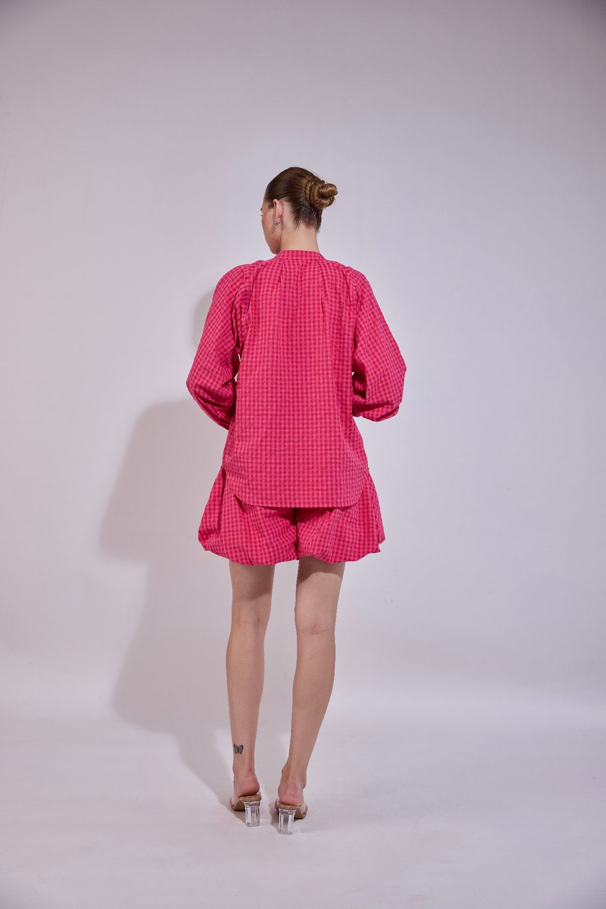 Flower Embroidered Oversized Denim Tunic & Tailored Shorts