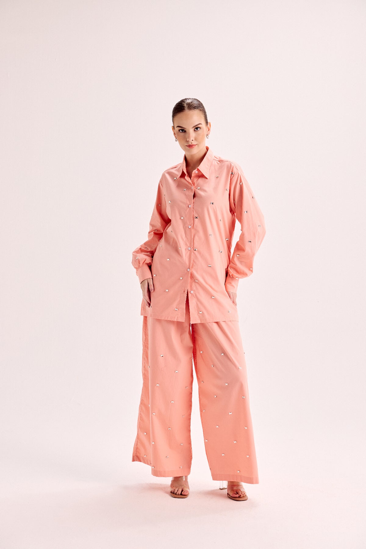 Peach Hand Embellished Co-Ord Set