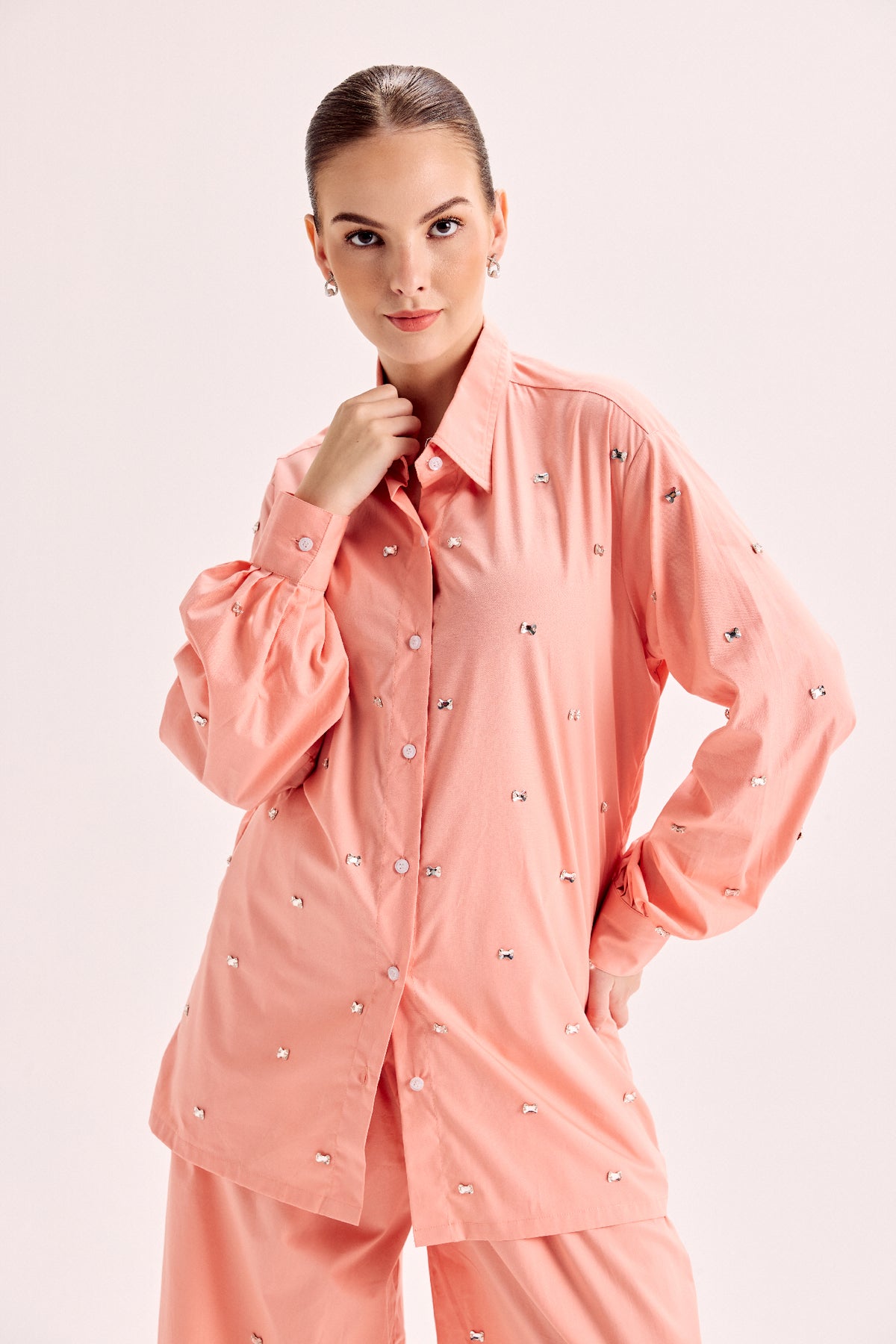 Peach Hand Embellished Co-Ord Set