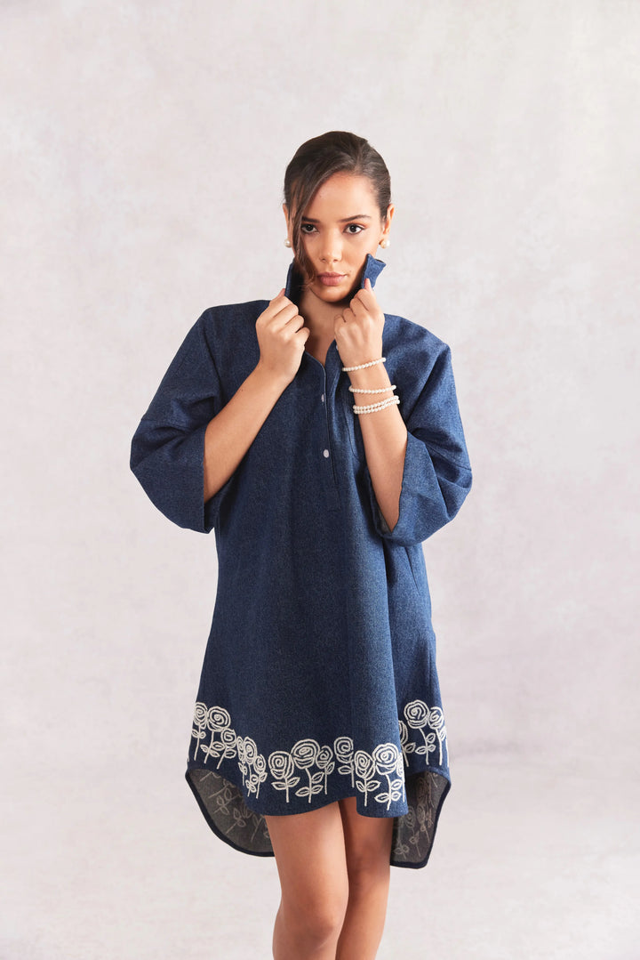 Rose High Low Baggy Denim Dress
