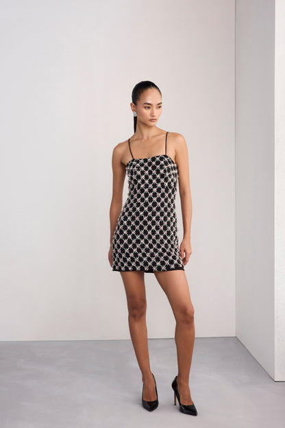 Swarosvki Embroidered Mini Strap Dress
