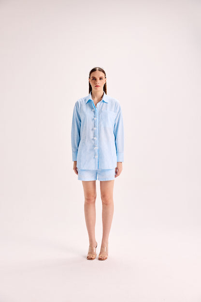 Cherry Embellished Placket Shirt And Shorts Co-Ord Set