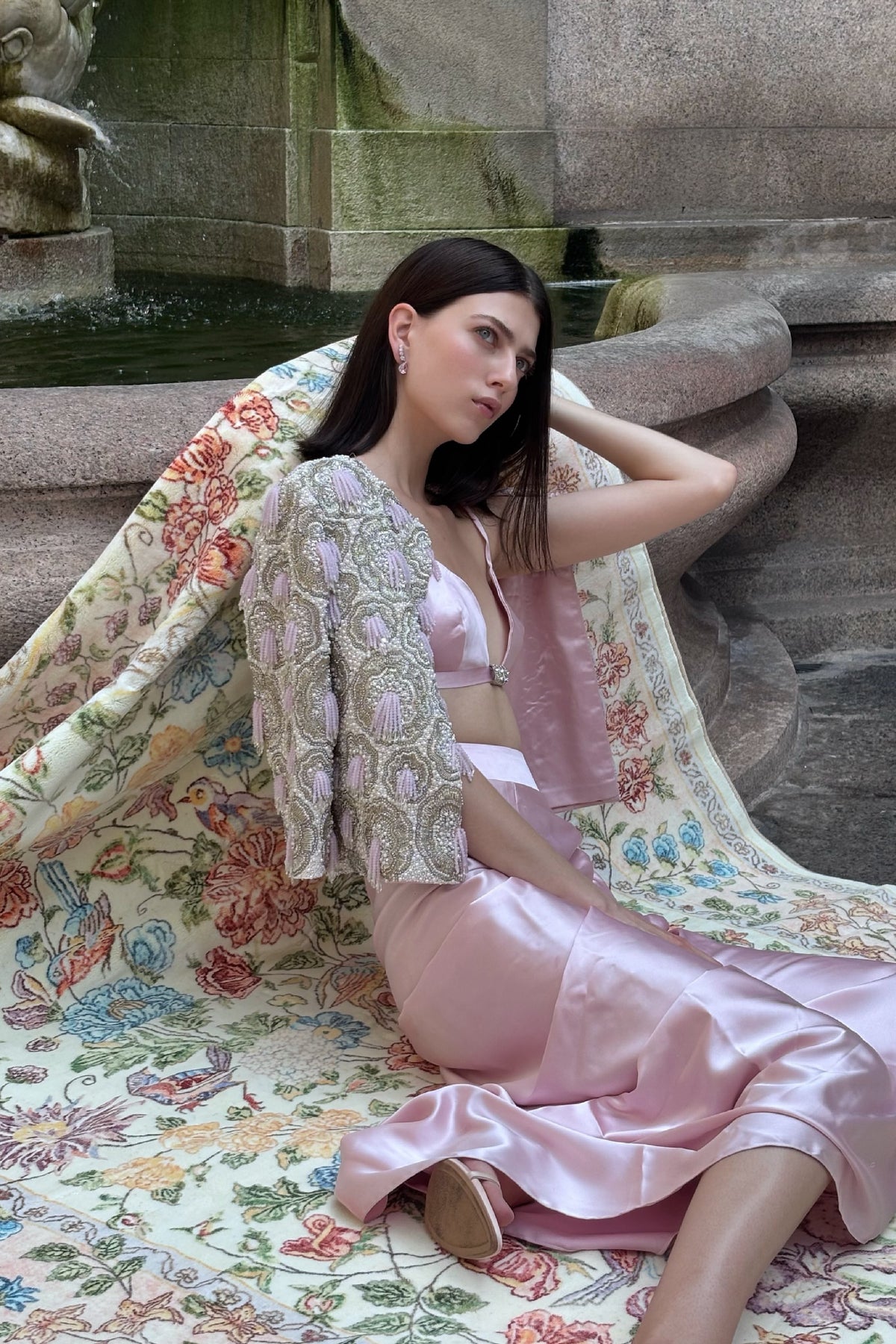 Blush Embroidered Drape Set