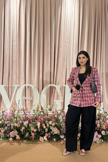 Sequin Blazer With Mounted Flower