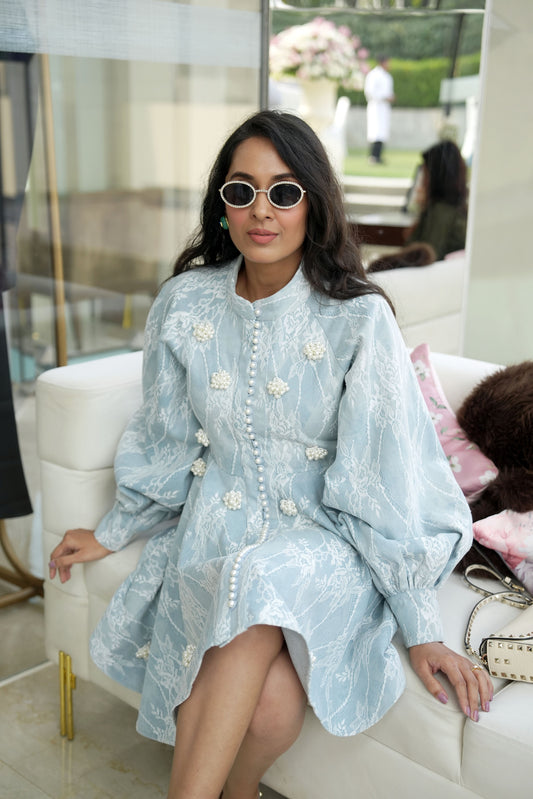 Baby BLue Lace Mini Dress