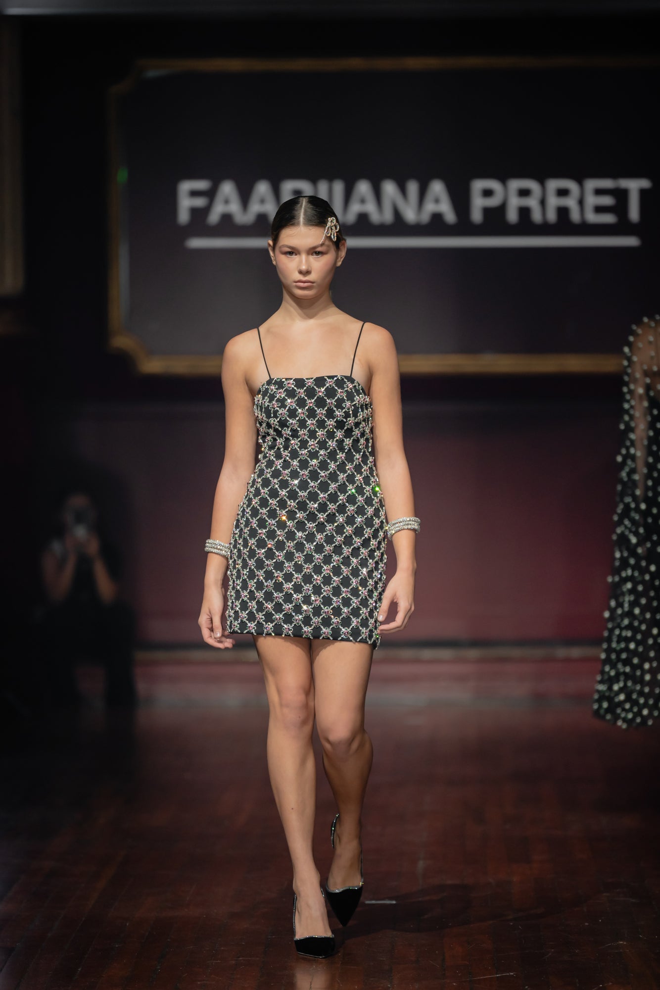 Swarosvki Embroidered Mini Strap Dress