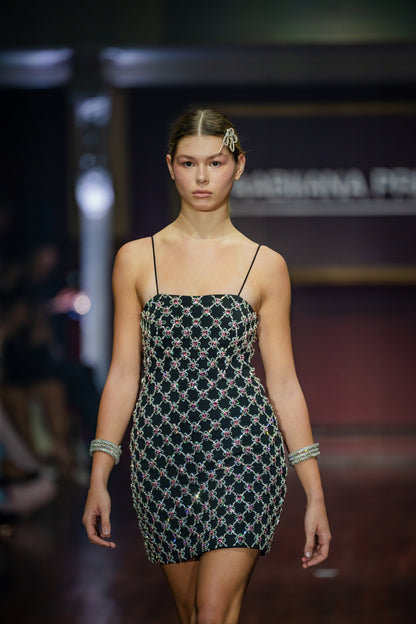 Swarosvki Embroidered Mini Strap Dress