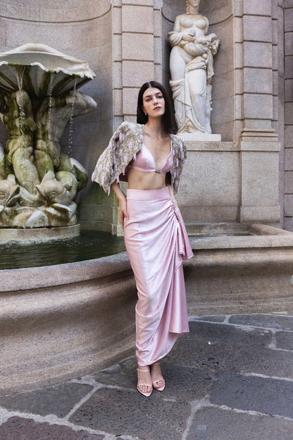 Blush Embroidered Drape Set
