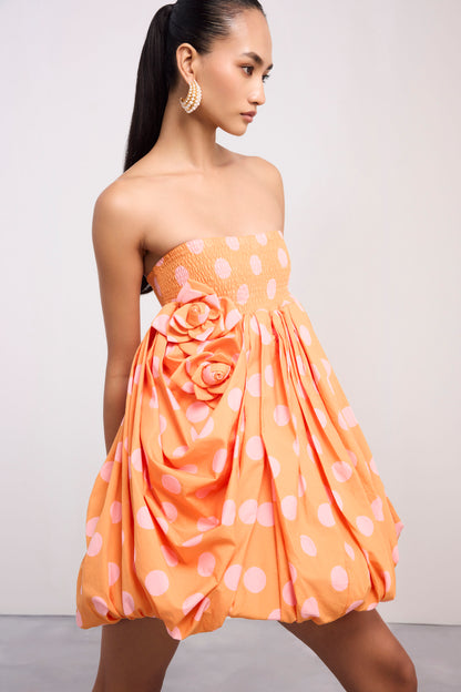 Peach Polka Bloom Dress