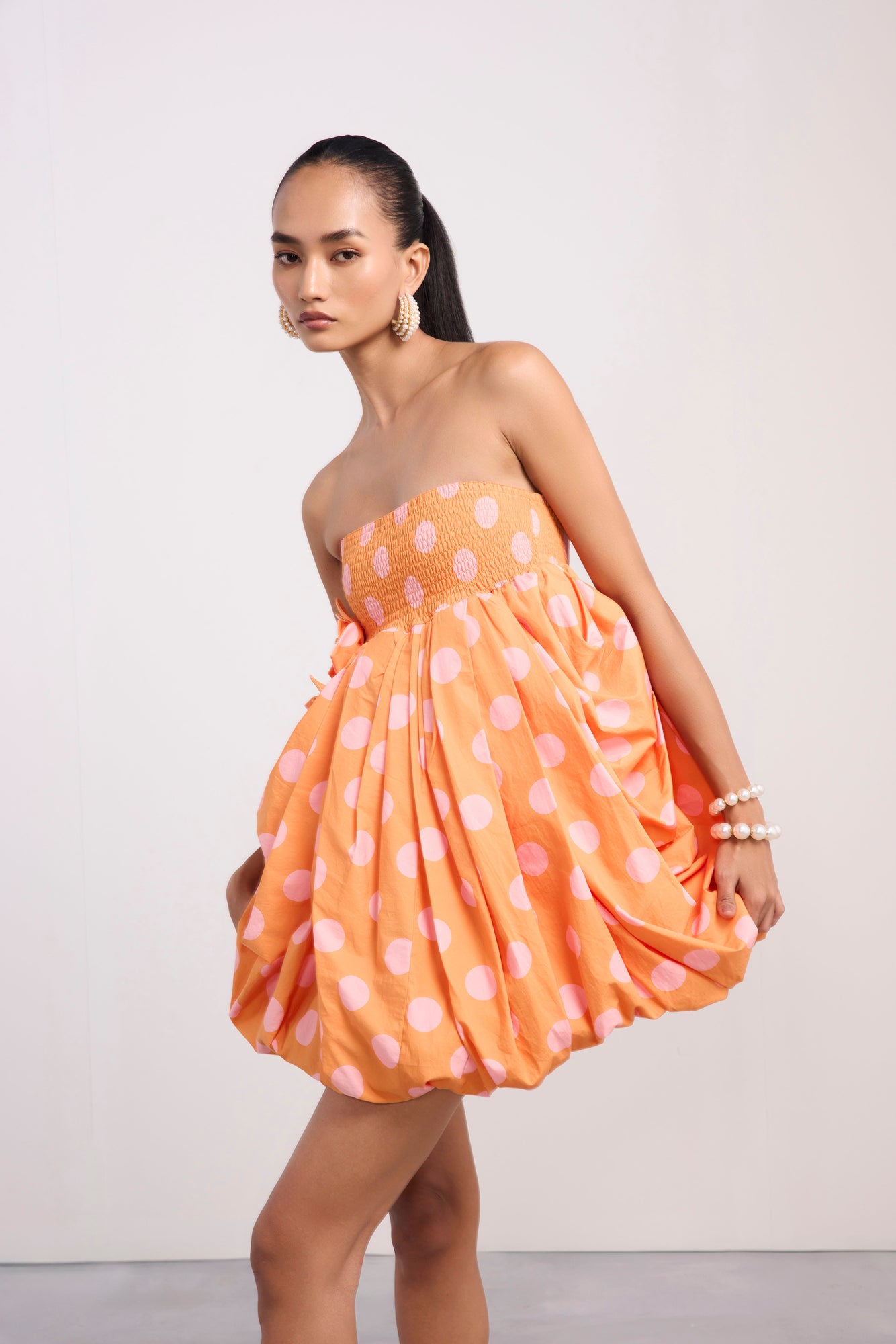 Peach Polka Bloom Dress
