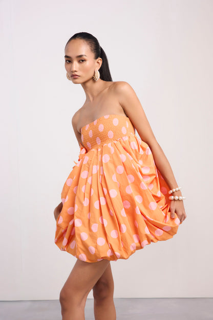 Peach Polka Bloom Dress