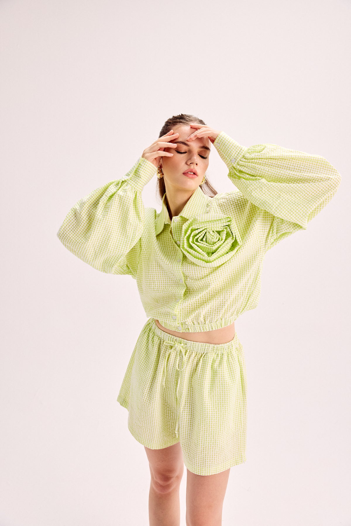 Rosette Embellished Shirt & Shorts Co-Ord Set