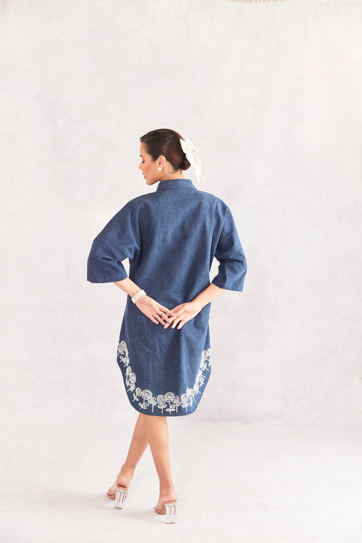 Rose High Low Baggy Denim Dress