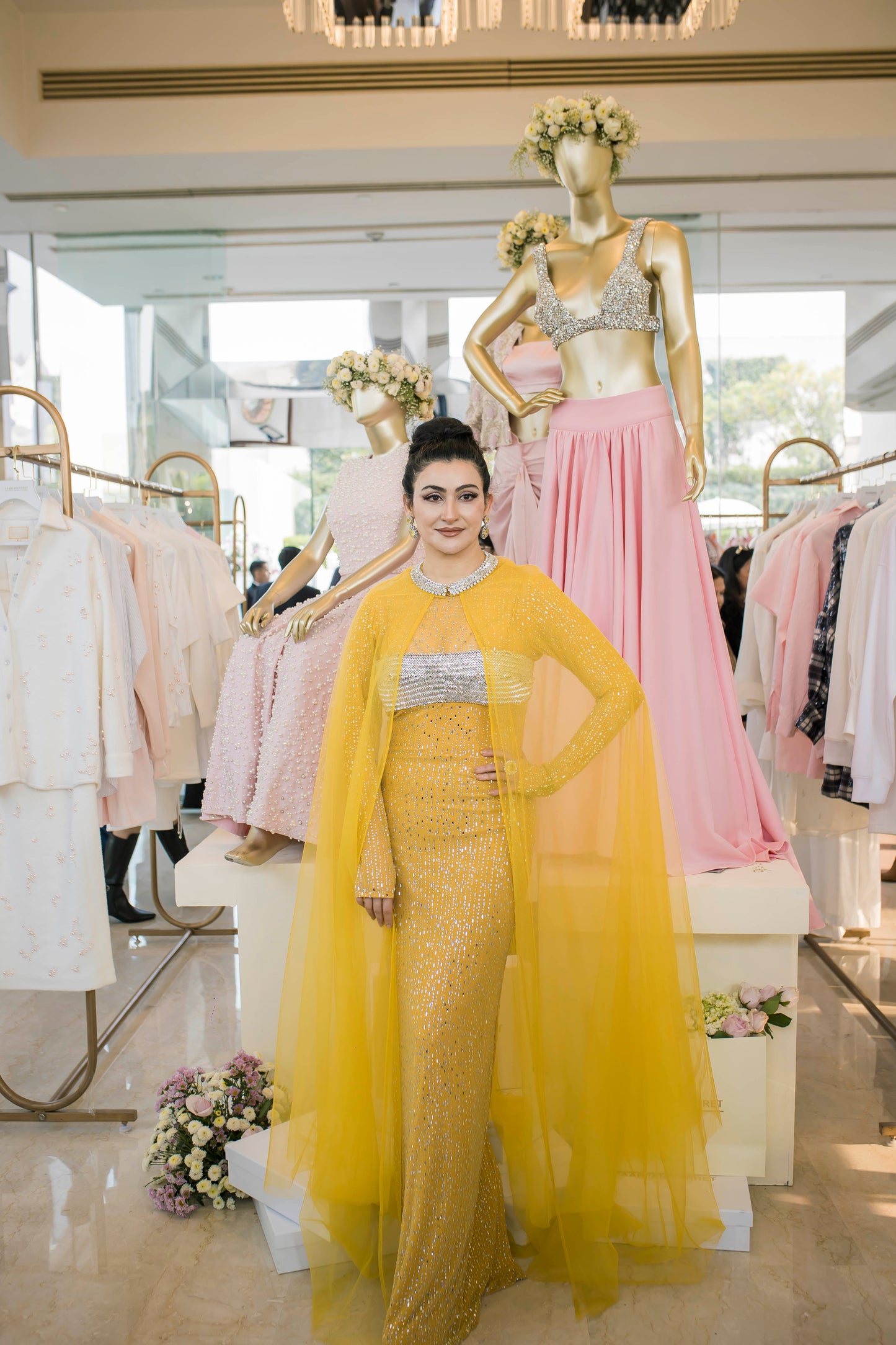 Body-Contouring Sheath Gown With Dramatic Drape