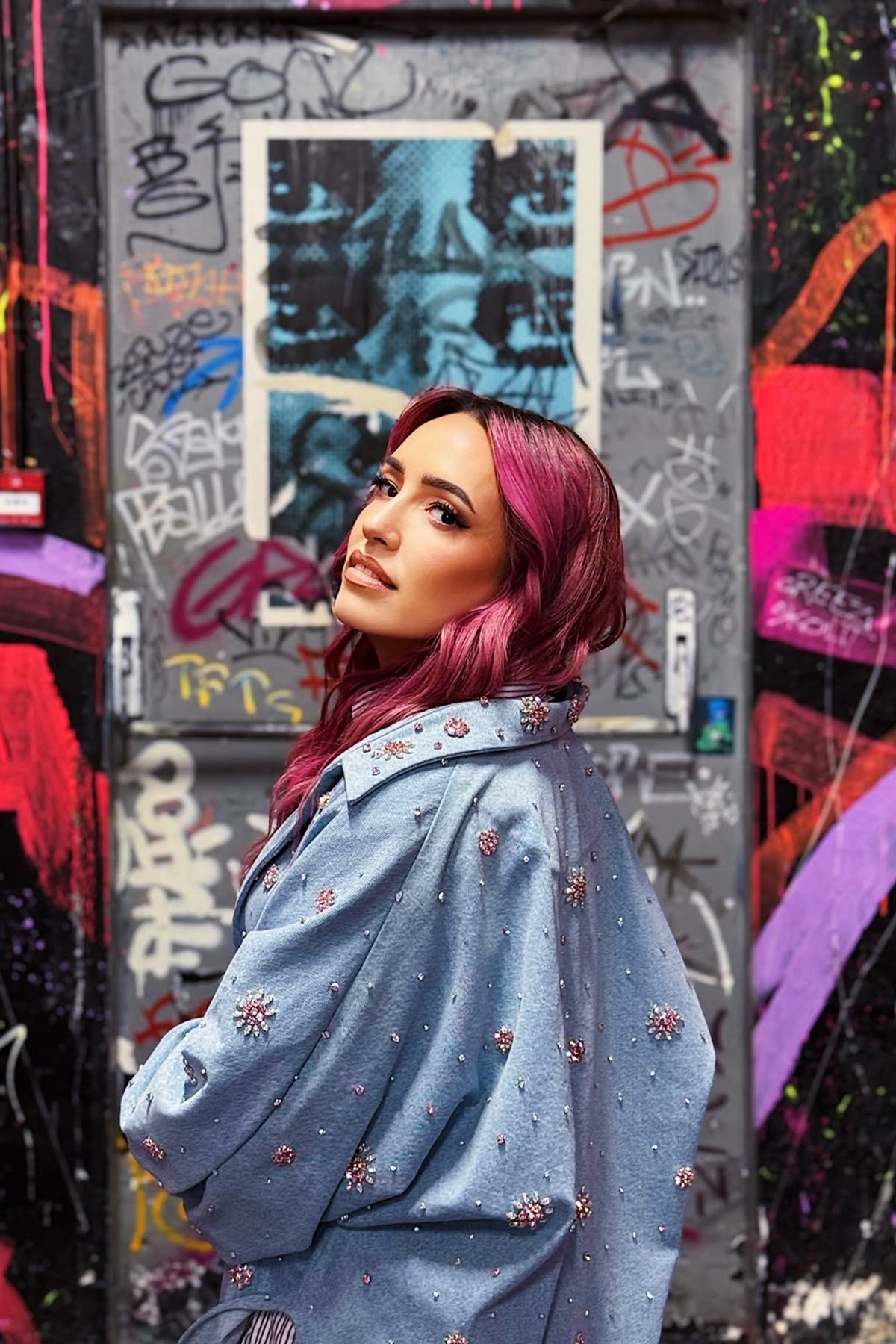 Embroidered Swarosvki Fringed Denim Jacket